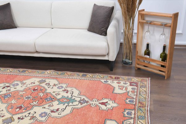 vintage rug large area rug 4x8 feet Red turkish rug high quality rug organic wool rug livingroom rug oushak rug, unique rug