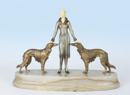 Wiener Art Déco Bronze Figur mit Marmorsockel von Joseph Lorenzl, 1930 Wiener Art Déco Bronze Figur mit Marmorsockel von Joseph Lorenzl, 1930