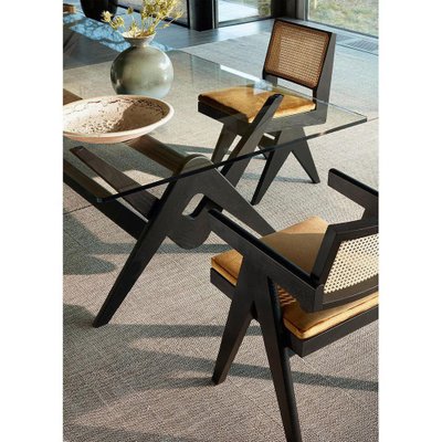 Model 056 Capitol Complex Table Black Stained Wood and Glass by