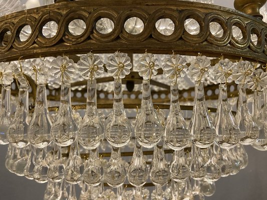 Large Murano Glass Crystal Beaded, 1930s French Crystal Beaded Chandelier