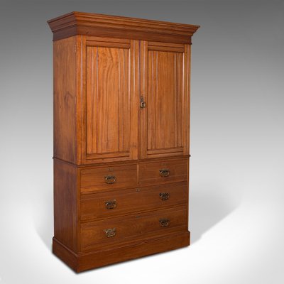 Antique English Victorian Linen Press Cupboard In Walnut London 1890 For At Pamono Antique English Victorian Linen Press, Vintage Linen Press Cabinet