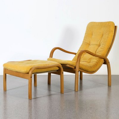 Scandinavian Modern Lounge Chair and Ottoman by Yngve Ekstrom for Swedese Set of 2