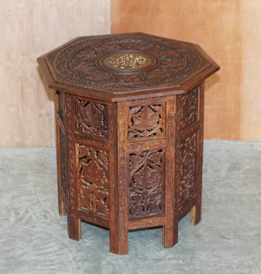 Antique Hand Carved Hardwood Octagonal Side Table for sale at Pamono