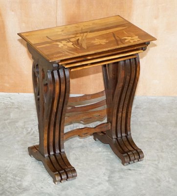 Art Nouveau Burr Walnut Cat Nesting Tables Set By Emile Galle For Sale At Pamono Art Nouveau Burr Walnut Cat Nesting Tables Set By Emile Galle For Sale At Pamono