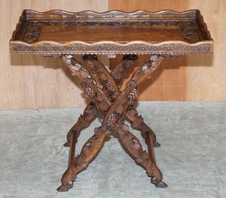 Antique Hand Carved Serving Tray Table, 1880s for sale at Pamono