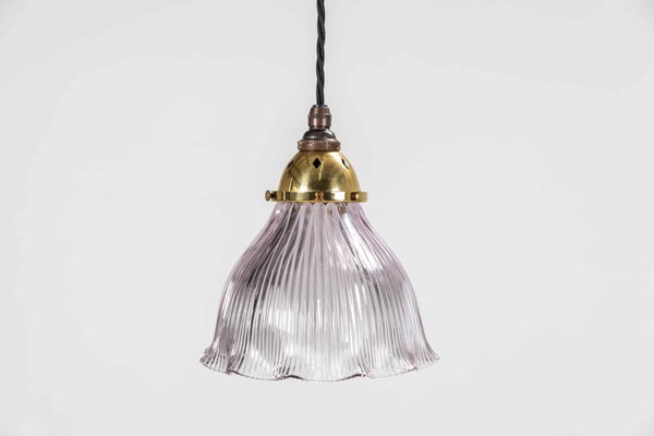 prism glass pendant light hanging lamp French vintage light Vintage Holophane light fixture