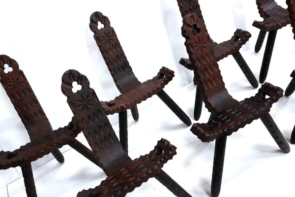 Spanish Brutalist Wooden Chair, 1960s for sale at Pamono