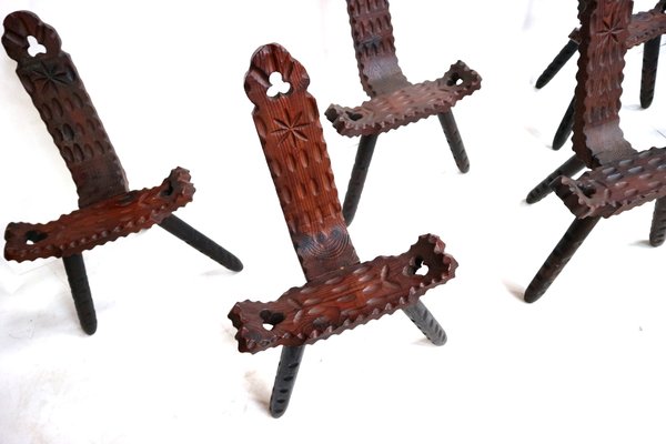 Spanish Brutalist Wooden Chair, 1960s for sale at Pamono