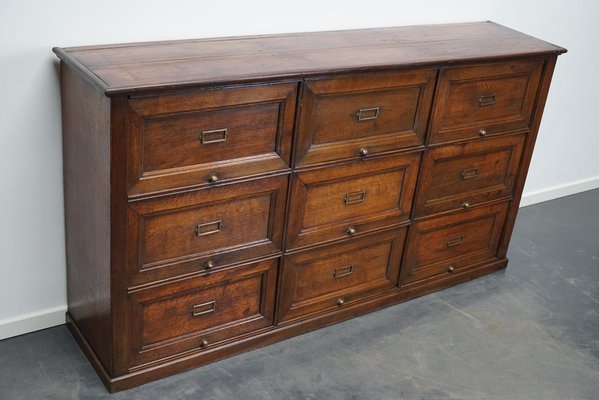 Antique French Oak Apothecary Filing Cabinet Folding Doors