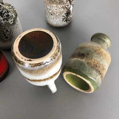 Vintage 414-16 Pottery Fat Lava Vases from Scheurich, Germany, Set