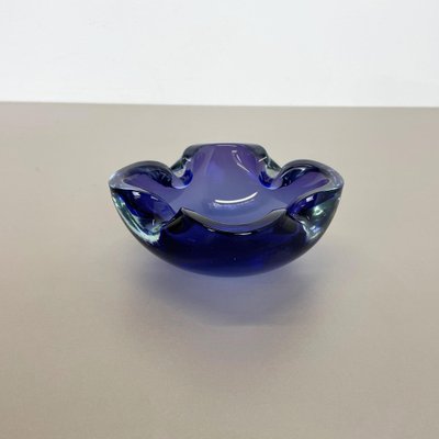 工芸品 Vetri Murano Ashtray Heavy Blue Murano Glass Shell Bowl or Ashtray, Italy, 1970s for