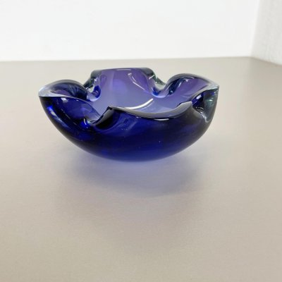 Heavy Blue Murano Glass Shell Bowl or Ashtray, Italy, 1970s for