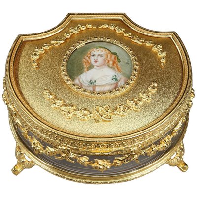 Vintage Metal Cupid Jewelry Box Trinket Box in French Louis 