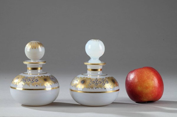 Small Opaline Perfume Bottle with Desvignes Decoration for sale at