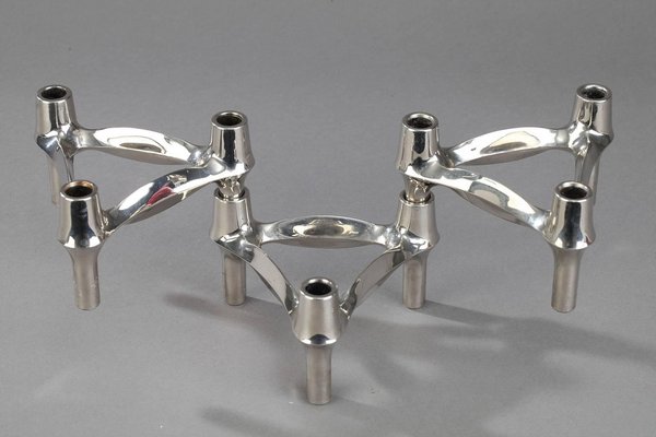 Verchromte Kerzenständer aus Metall von BMF, 3 . Set