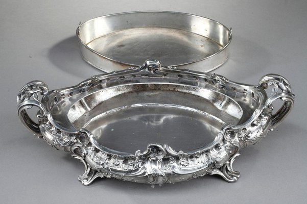 Louis XV Style Silver Plated Bronze Jardinière, 19th Century for