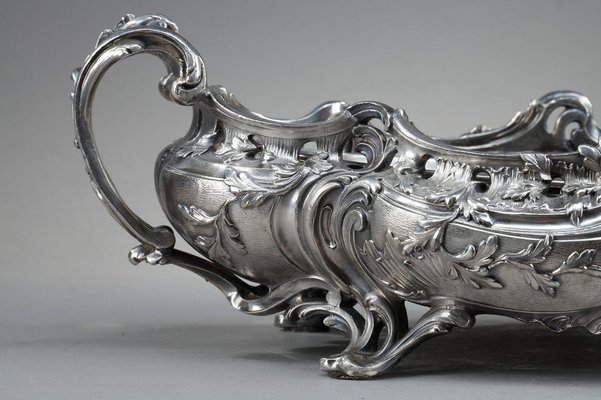 Louis XV Style Silver Plated Bronze Jardinière, 19th Century for