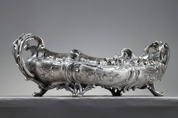 Louis XV Style Silver Plated Bronze Jardinière, 19th Century for