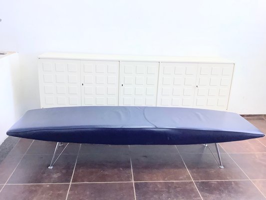 Model Plana Losa Blue Leather Bench, Blue Leather Bench