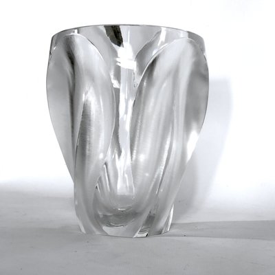 Polished and Frosted Crystal Glass Ingrid Vase from Lalique, 1960s for sale  at Pamono