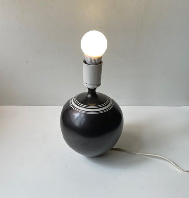 Lampe de Bureau Moderne en Céramique Noire avec Rayures Blanches