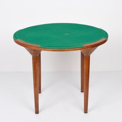 Mid Century Round Wooden Game Table, Round Wood Card Table And Chairs