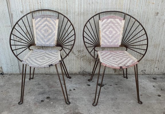 Mid Century Hoop Chairs with Caned Seats and Backs Set of 2 for