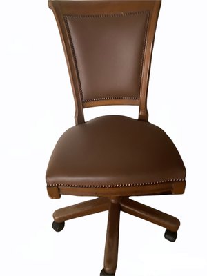 Wood and leather swivel chair deals