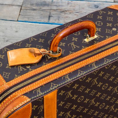 Monogrammed Canvas Suitcase with Zip and Rounded Edges from Louis