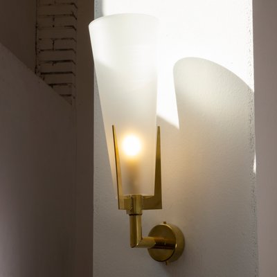 Vintage Italian Brass Wall Lamp With, Half Moon Wall Light Shades