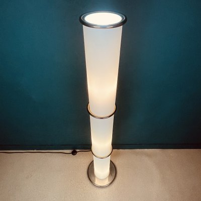 Mid Century White Opaline Glass Floor Lamp Italy 1970s for sale