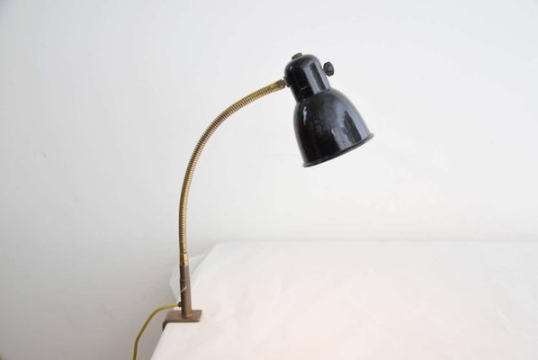Art Deco Black And Gold Brass Table, Flexible Clamp Table Lamp