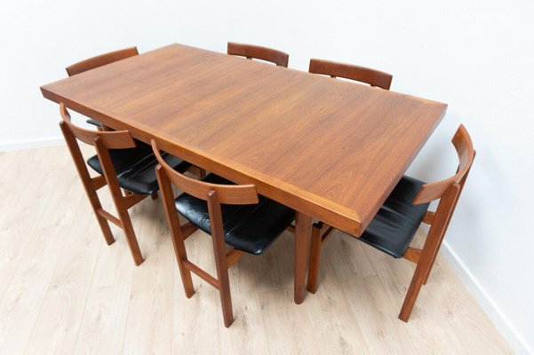 Mid Century Danish Teak Dining Table, Danish Teak Dining Room Table And Chairs