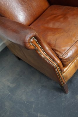 Dutch Cognac Colored Leather Wingback, Leather Furniture Repair Nj