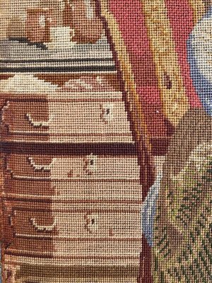 Lina フランス　アンティーク　タペストリー 大判 Vintage 1957 French Painted Tapestry Wall Hanging Piece