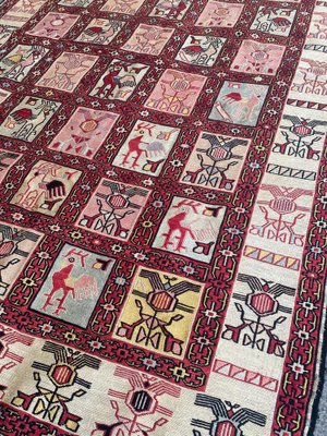 Flacher Teppich aus Seiden-Verneh-Soumak mit Stickerei bei Pamono kaufen