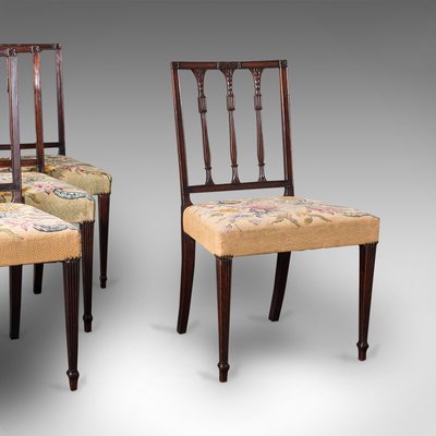English Sheraton Style Embroidered, Sheraton Dining Chairs Antique