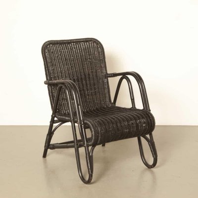 Black outlet wicker armchair