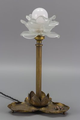 Art Nouveau Brass Table Lamp with Frog 1930s
