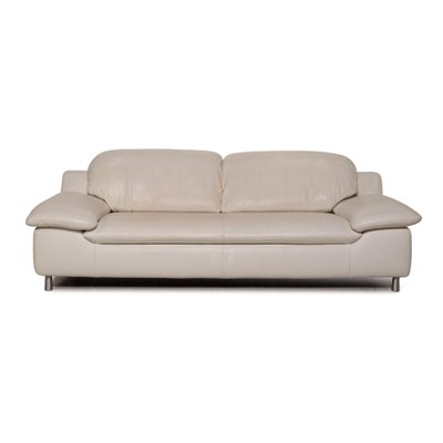 Cream Leather Amore 3 Seat Sofa, Cream Leather Couch