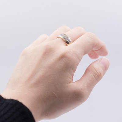 Bague Vintage en Or Jaune 14k avec Diamants Taille Brillant de 0