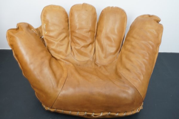 Lounge Chair In Cognac Leather By, Leather Baseball Mitt Chair