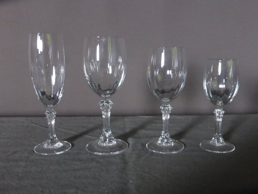 Set Bicchieri vintage a calice in cristallo serigrafato servizio flute di  vetro
