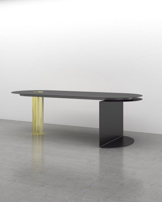 LANGE(R)TISCH Table in Anodized Aluminum with Acrylic Base by Morphine Collective and BureauL