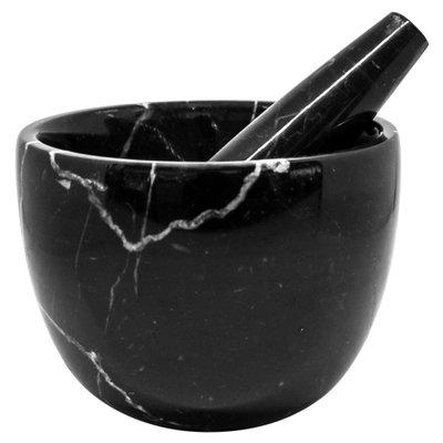 Small Black Marble Mortar and Pestle, Set of 2 for sale at Pamono