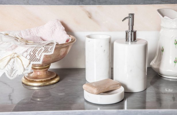 Porte-savon et brosse à dents en porcelaine blanche Mid