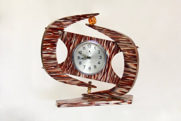 Mid-Century Desdet Table Clock from Veglia, Italy, 1960s for sale