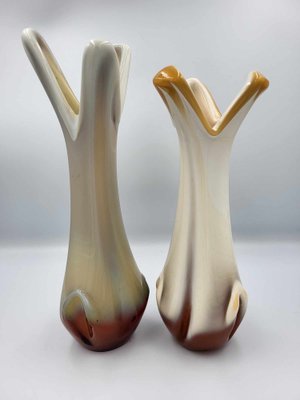 Vintage Yugoslavian Prokuplje Glass Vase, 1970s, Set of 2 for sale