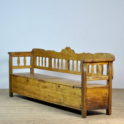 Large Hungarian Settle Bench 1920s For, Wooden Settle Bench