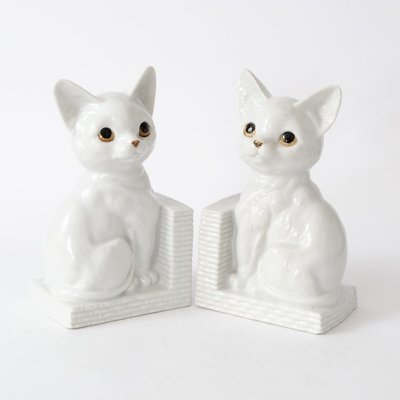 Miniature Figurine Porcelain Cats Black & White Kittens Playing Set/2